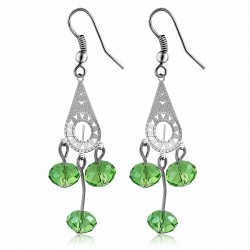 Boucles d'oreilles à crochets et perles style bohème en alliage vert (paire)
