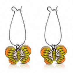 Boucles d'oreilles pendantes en alliage fantaisie avec fimo / argile polymère (paire)