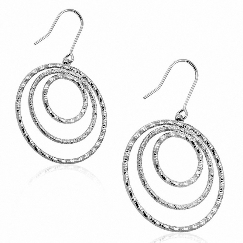 40mm | Boucles d'oreilles à crochet crochet de mode en cuivre et platine avec paillettes de cercle concentrique (paire)