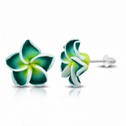 Boucles d'oreilles pendantes en forme de fleur Fimo / Polymère 16mm (paire)