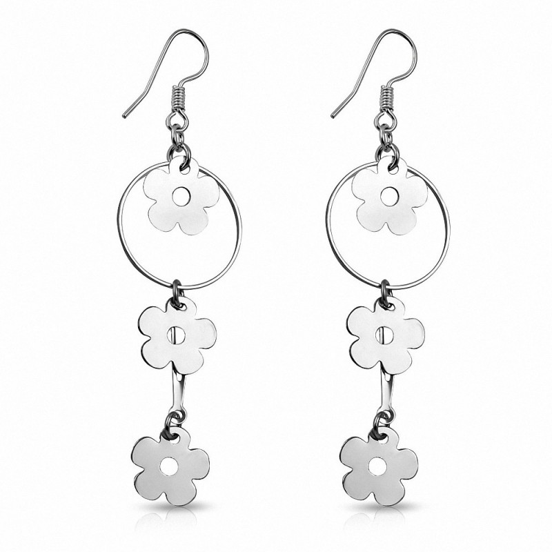 Boucles d'oreilles à crochet en alliage avec fleur (paire)