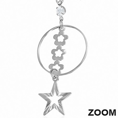 Boucle d'oreille en alliage à fleurs et étoile