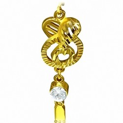Boucles d'oreilles fantaisie en argent plaqué de couleur fantaisie avec cœur en forme de cuivre doré et de cristaux CZ (paire)