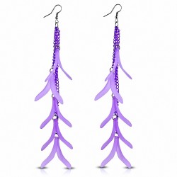 Fashion Alloy & Resin Violet / Violet Fantaisie Feuilles Long Drop Slinky Hook (paire)