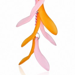 Alliage Fashion & Résine Rose & Orange Fantaisie Feuilles Long Drop Slinky Hook Boucles d'oreilles (paire)