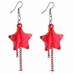 Boucles d'oreilles à crochets en alliage de verre et étoiles en verre rouge à la mode (paire)