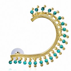 Boucle d'oreille de style punk avec zircon bleu CZ (1 pièce)