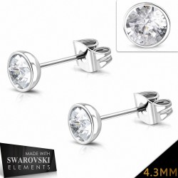 4.3mm | Boucles d'oreilles en acier inoxydable serti de cristaux et de cristaux  (paire)