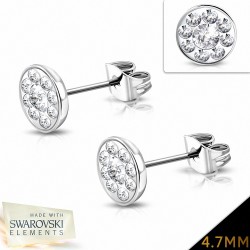 4.7mm | Boucles d'oreilles à boutons et pavé de fleurs en acier inoxydable avec cristaux   (paire)