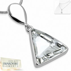 Alliage avec collier de chaîne de rallonge en triangle de cristal avec placage à l'or blanc avec cristaux transparents de