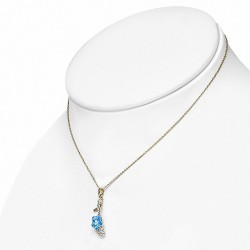 Collier en alliage avec doré et fleur avec pendentif talon haut pour dame et cristaux