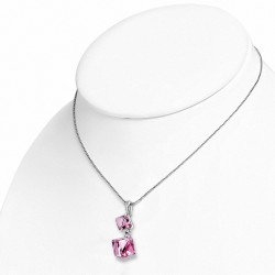 Alliage avec collier doré blanc avec cristaux de   Cube Rose Rose