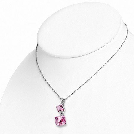 Alliage avec collier doré blanc avec cristaux de   Cube Rose Rose