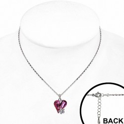 Alliage avec collier de charm en forme de coeur avec coeur en or blanc doré avec cristaux de Rose