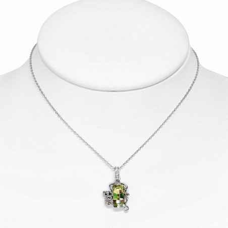 Alliage avec alliage doré doré blanc Collier avec pendentif Koala avec citron vert et cristaux