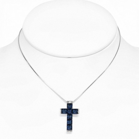 Alliage avec collier en doré blanc et croix latine avec cristaux de   de Montana