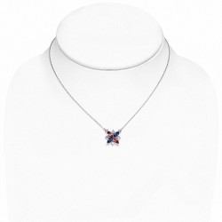 Alliage avec collier de charm de fleur doré blanc avec cristaux colorés de