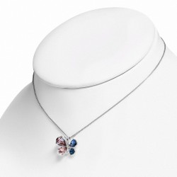 Alliage avec collier de charm papillon doré blanc avec cristaux de   améthystes et saphirs bleus