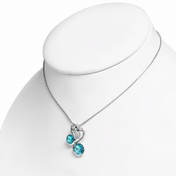 Alliage avec or blanc plaqué amour collier de charm couple Swan coeur  aigue-marine cristaux