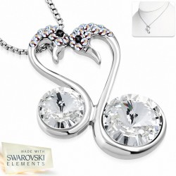 Alliage avec or blanc plaqué amour collier de charm couple coeur Swan avec cristaux de