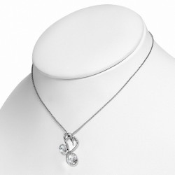 Alliage avec or blanc plaqué amour collier de charm couple coeur Swan avec cristaux de