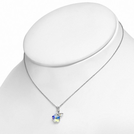 Alliage avec or blanc doré collier de charm de fleur minuscule avec des cristaux AB