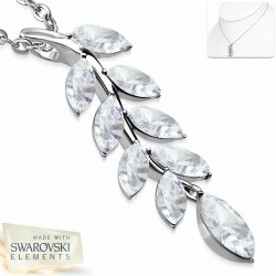 Alliage avec collier de chaîne de multiplicateur de vigne à feuilles de vigne doré blanc avec cristaux transparents de