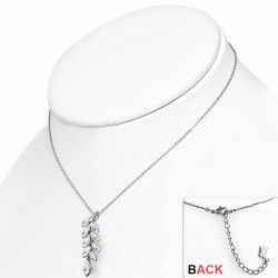 Alliage avec collier de chaîne de multiplicateur de vigne à feuilles de vigne doré blanc avec cristaux transparents de