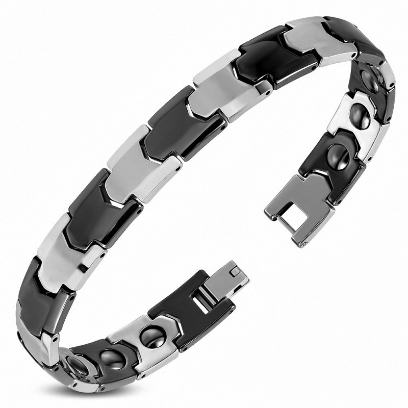 11mm | Bracelet magnétique à maillons panthère 2 tons en carbure de tungstène