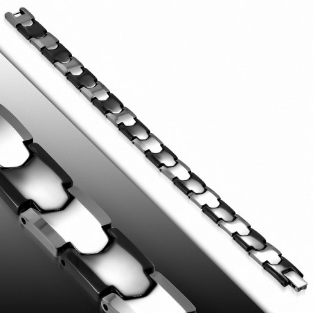 11mm | Bracelet magnétique à maillons panthère 2 tons en carbure de tungstène