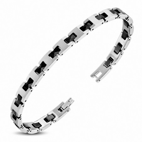 20.5cm 6mm | Bracelet maillon panthère 2 tons en carbure de tungstène