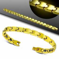 19cm x 8mm | Bracelet magnétique à maillons en carbure de tungstène doré