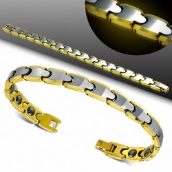 19cm x 8mm | Bracelet magnétique à maillons panthère 2 tons en carbure de tungstène