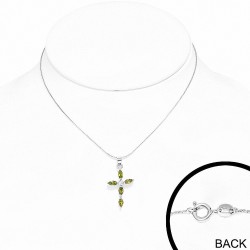 Alliage de mode cristal pendentif croix avec chaîne de fleurs avec Clear & Jonquil CZ