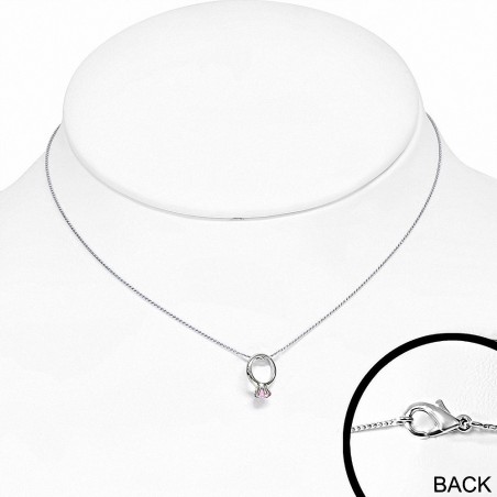 Collier en alliage de mode avec bagues à breloques et anneau pour bébé avec rose CZ