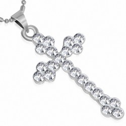 Collier en alliage à la mode avec breloques en croix Fleur De Lis avec CZ transparent