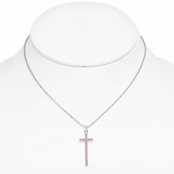 Alliage de cristal fantaisie collier avec chaîne de charm avec rose rose CZ