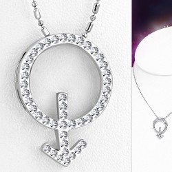 Alliage mode flèche gaie sexe symbole de charm chaîne de collier  clear cz