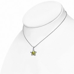 Collier en alliage fantaisie cristal avec chaînette et topaze en alliage de cristal