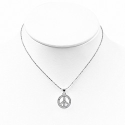 Collier pendentif en alliage tendance avec cristaux de charm avec signe de paix  Clear CZ