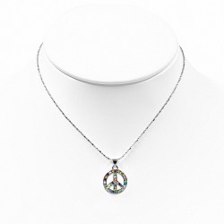 Alliage de mode cristal signe de paix collier de chaîne de charm  coloré cz