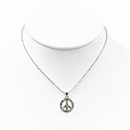 Alliage de mode cristal signe de paix collier de chaîne de charm  coloré cz