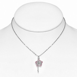 Alliage fantaisie collier pendentif croix cristal étoile de comète cristal  rose rose CZ