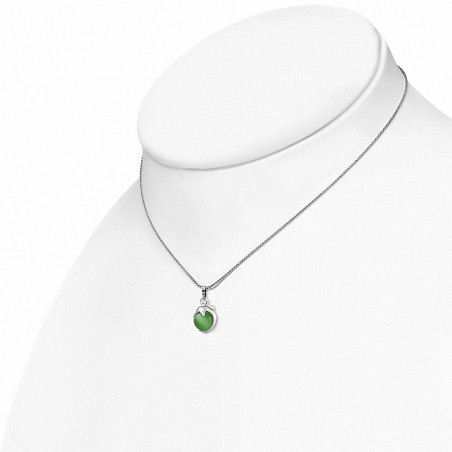 Collier chaîne en alliage de charm avec boule de filature pour dauphin avec pierre yeux verts chats
