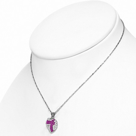 Alliage de cristal fantaisie à la mode en forme de coeur avec pendentif en forme de coeur et pendentif rose clair - Ro