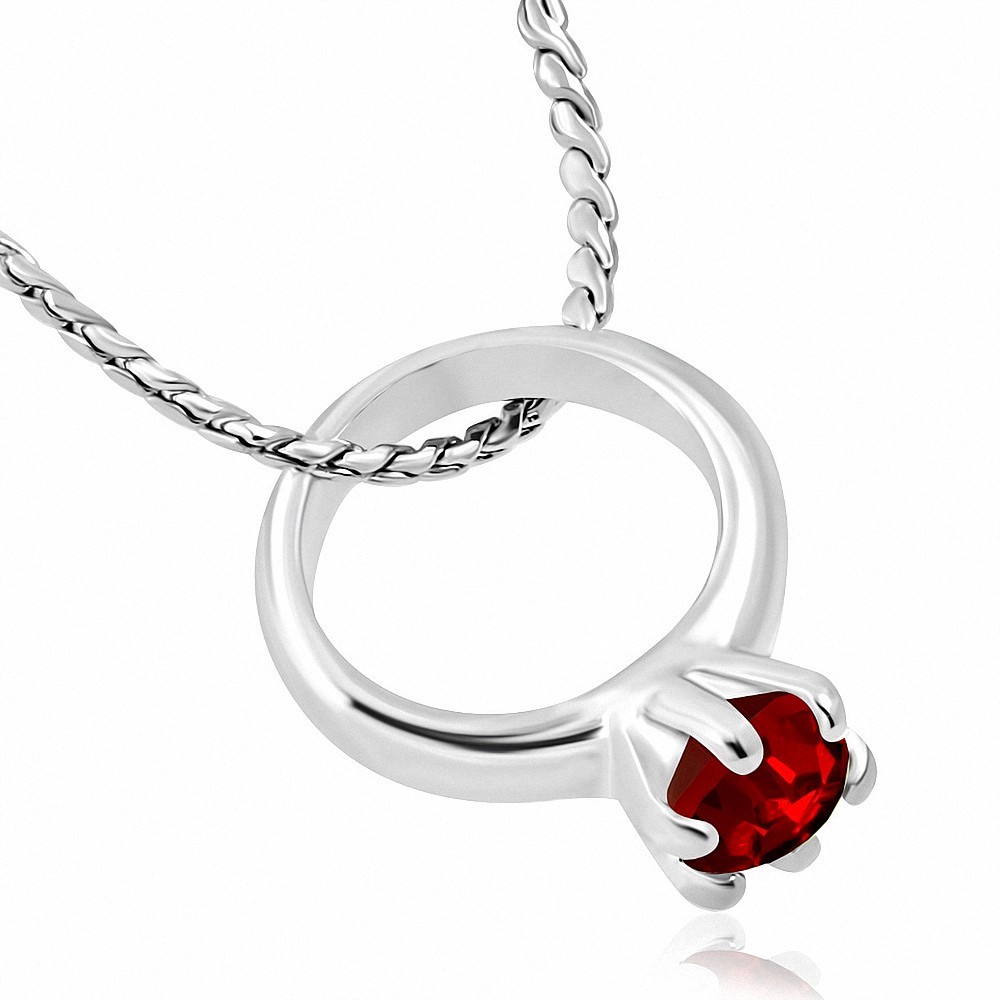 Alliage de mode alliage collier bébé chaîne chaîne charm  Light Siam rouge CZ