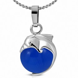 Collier avec pendentif boule en alliage à la mode en alliage de dauphin avec pierre pour yeux de chats