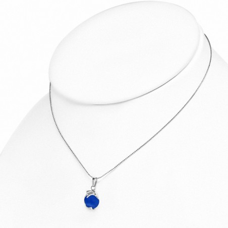 Collier avec pendentif boule en alliage à la mode en alliage de dauphin avec pierre pour yeux de chats