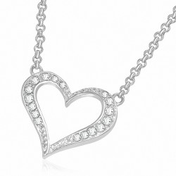 Collier en alliage de charm avec coeur ouvert en alliage de mode  Clear CZ