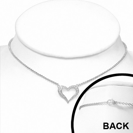 Collier en alliage de charm avec coeur ouvert en alliage de mode  Clear CZ